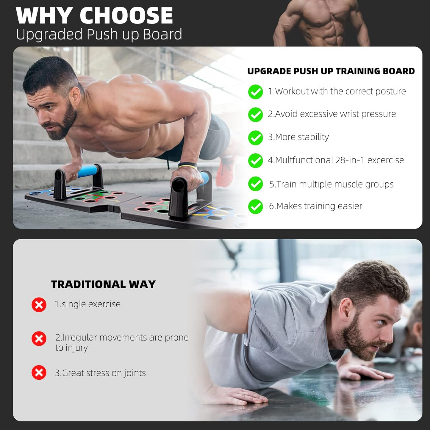 28 in 1 Push Up Rack Board System Fitness Workout Train Home Gym